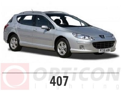 Peugeot 407 SW - Zestaw oświetlenie kabiny LED Standard 4000K - 8 żarówek