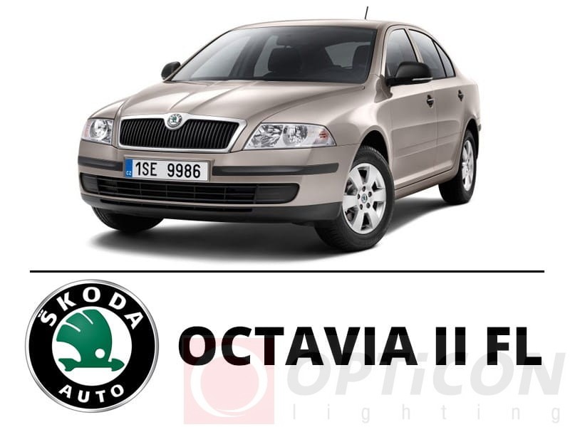Skoda Octavia II FL - Zestaw oświetlenie kabiny LED 4000K Standard - 8 żarówek
