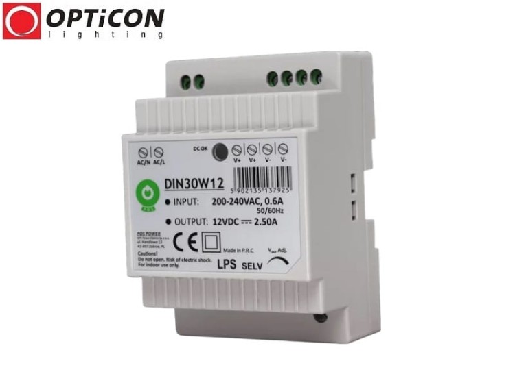 Zasilacz POS Power DIN-100W-12 8,5A 100W do Taśm Led z 230V do 12V Na szynę DIN
