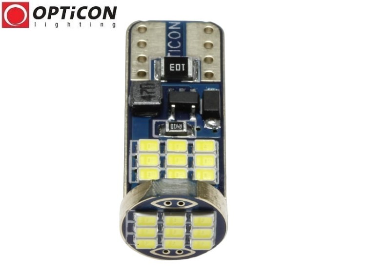 Żarówka Led W5W T10 12V 27x SMD 2016 Biały Zimny 6000K OPTICON PREMIUM