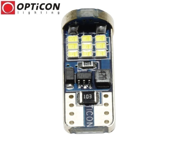 Żarówka Led W5W T10 12V 27x SMD 2016 Biały Zimny 6000K OPTICON PREMIUM