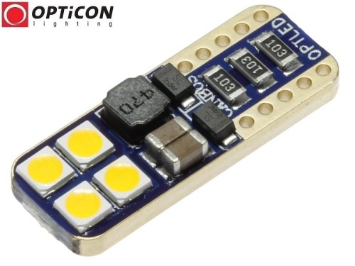 Żarówka Led W5W T10 12V DC 8x SMD 3030 Biały Ciepły 3000K OPTICON PREMIUM