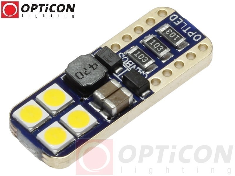 Żarówka Led W5W T10 12V DC 8x SMD 3030 Biały Neutralny 4500K OPTICON PREMIUM