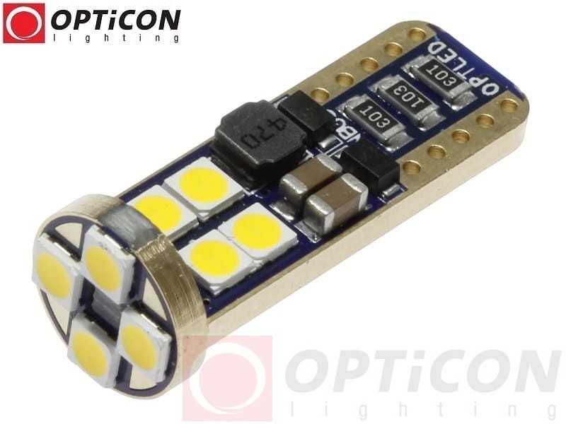 Żarówka Led W5W T10 12V DC 12x SMD 3030 Biały Neutralny 4500K OPTICON PREMIUM
