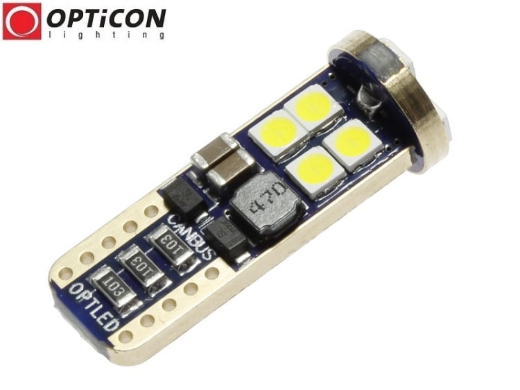 Żarówka Led W5W T10 12V DC 12x SMD 3030 Biały Zimny 6000K OPTICON PREMIUM