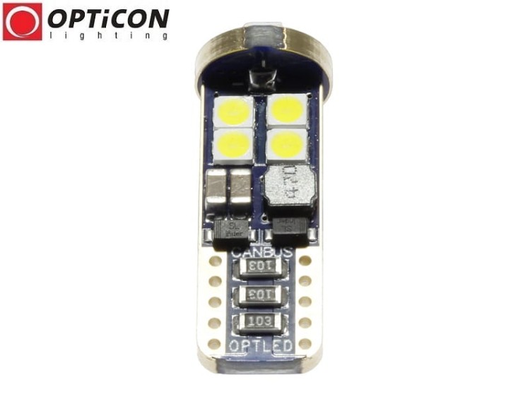 Żarówka Led W5W T10 12V DC 12x SMD 3030 Biały Zimny 6000K OPTICON PREMIUM