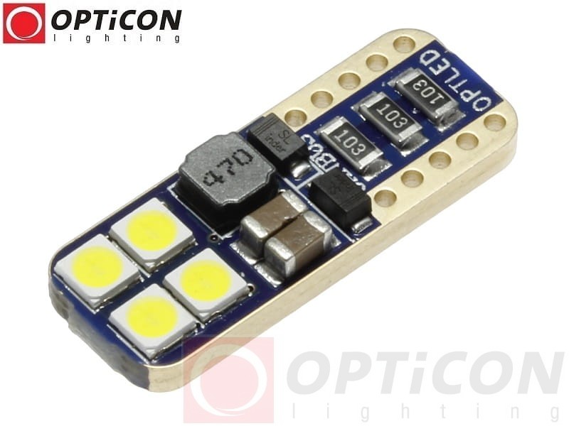 Żarówka Led W5W T10 12V DC 8x SMD 3030 Biały Zimny 6000K OPTICON PREMIUM
