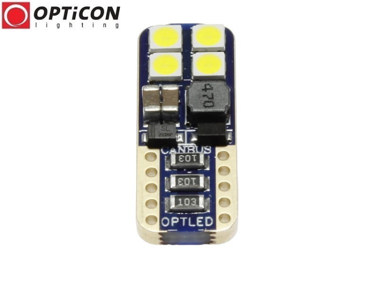 Żarówka Led W5W T10 12V DC 8x SMD 3030 Biały Zimny 6000K OPTICON PREMIUM
