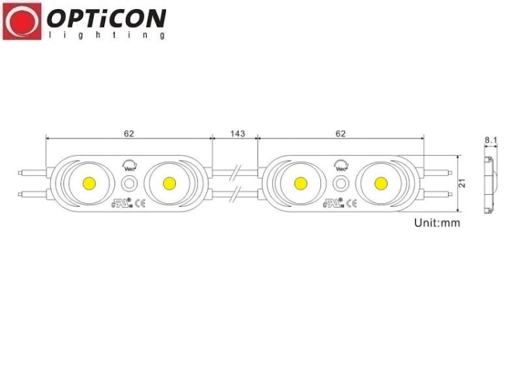 Moduł LED 24V 2W IP67 180st 2x SMD2835 Zielony