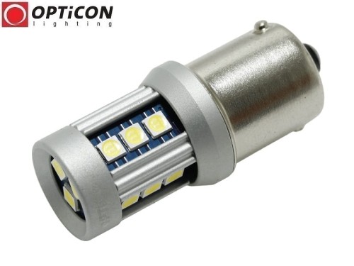 Żarówka Led P21W Ba15s 12V DC 15x SMD3030 Biały Zimny 6000K OPTICON PREMIUM