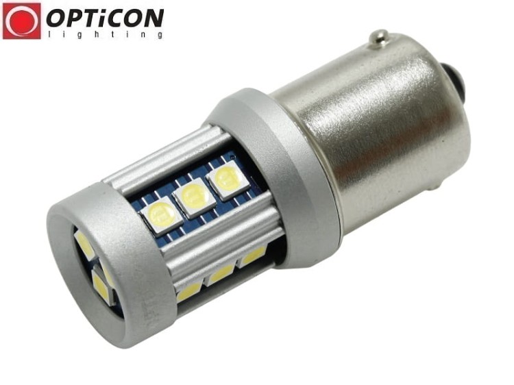 Żarówka Led P21W Ba15s 12V DC 15x SMD3030 Biały Zimny 6000K OPTICON PREMIUM