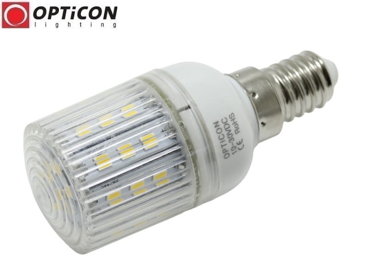 Żarówka LED E14 4W 10-30V DC 30x SMD2835 Biały Ciepły 3000K 12V 24V OPTICON