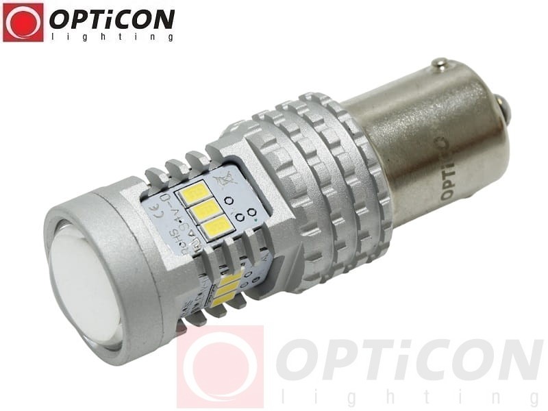 Żarówka Led P21W Ba15s 12V DC 14x SMD 3020 Biały Zimny 6000K OPTICON Premium