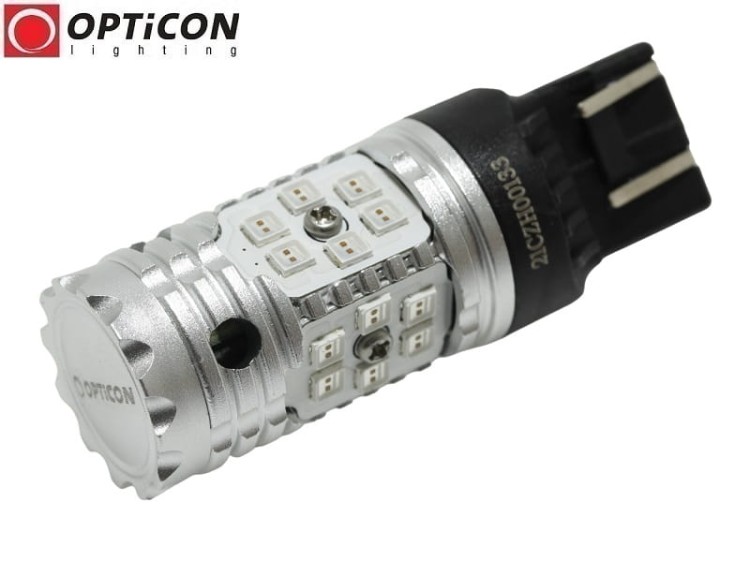 Żarówka Led W21/5W T20 7443 12V 24x SMD 3030 Czerwony CANBUS OPTICON PREMIUM