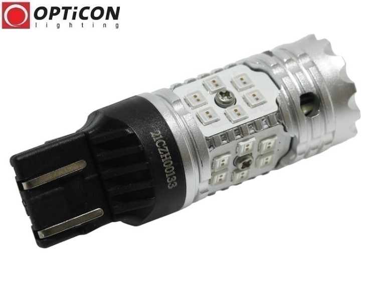 Żarówka Led W21W T20 7440 12V 24x SMD 3030 Czerwony CANBUS OPTICON PREMIUM