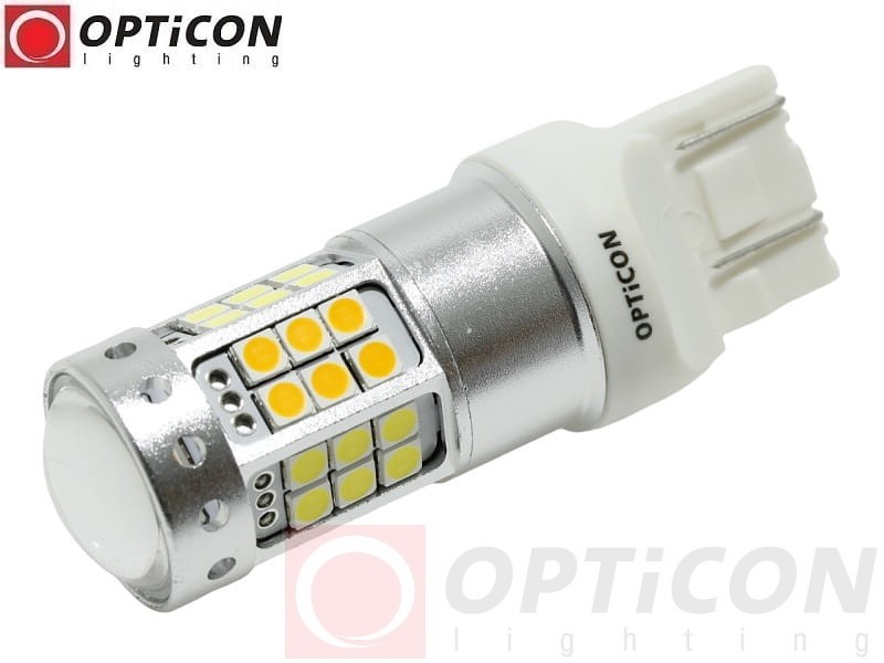Żarówka Led W21/5W 7443 T20 42x SMD 3030 DUAL COLOR 18/24 CW OPTICON PREMIUM