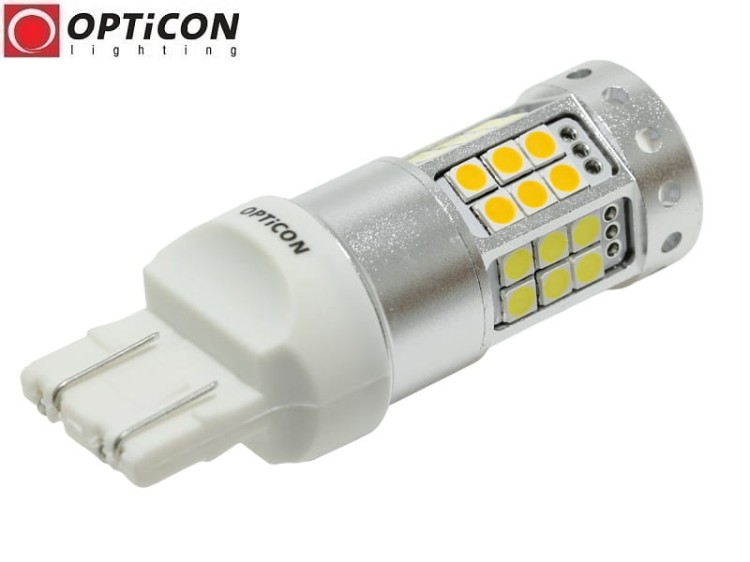 Żarówka Led W21/5W 7443 T20 42x SMD 3030 DUAL COLOR 18/24 CW OPTICON PREMIUM