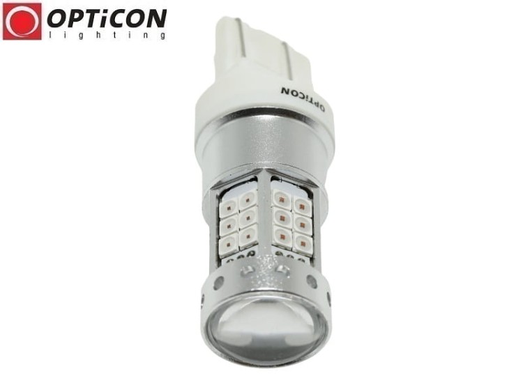 Żarówka Led W21/5W 7443 T20 42x SMD 3030 DUAL COLOR 18/24 RED OPTICON PREMIUM