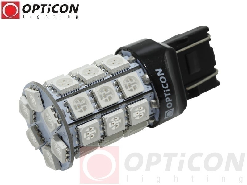 Żarówka Led W21/5W 7443 T20 30x SMD5050 DUAL COLOR 15/15 RED OPTICON