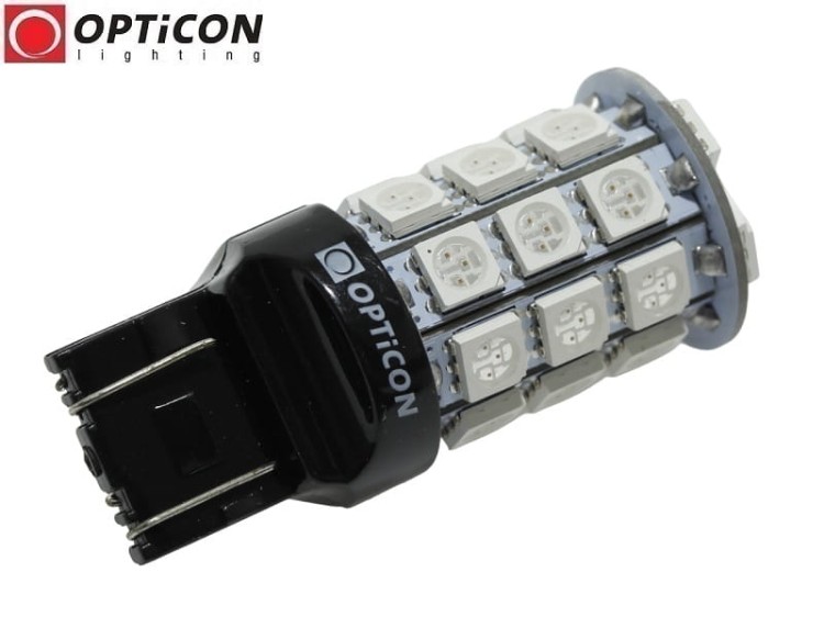 Żarówka Led W21/5W 7443 T20 30x SMD5050 DUAL COLOR 15/15 RED OPTICON