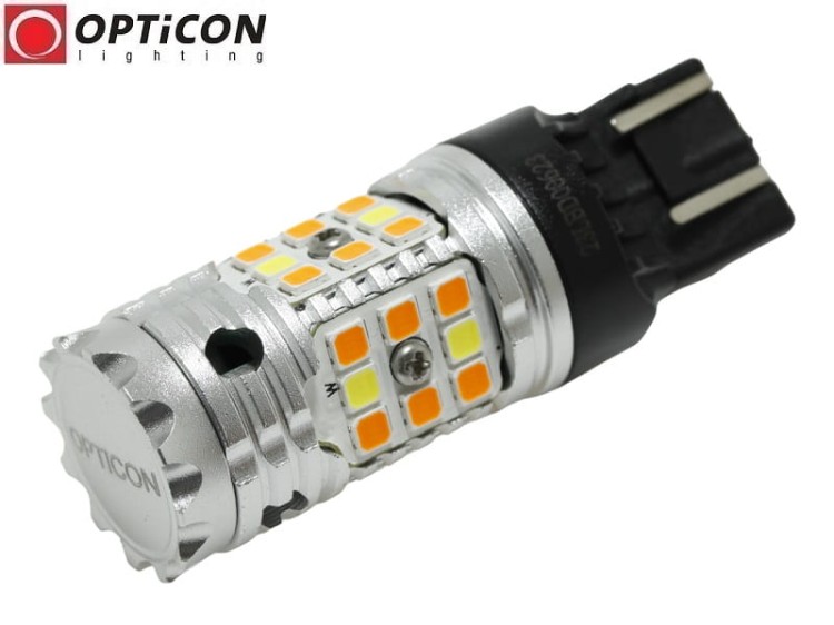 Żarówka Led W21/5W 7443 T20 32x SMD 3030 DUAL COLOR 8/24 CW OPTICON PREMIUM