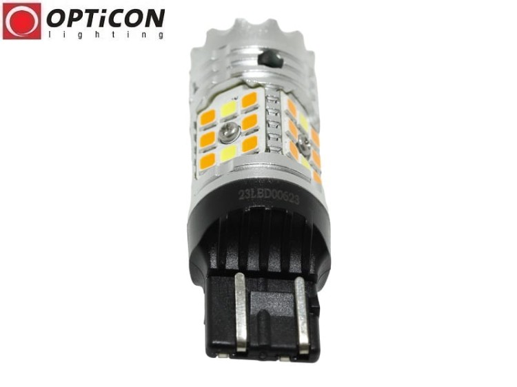 Żarówka Led W21/5W 7443 T20 32x SMD 3030 DUAL COLOR 8/24 CW OPTICON PREMIUM