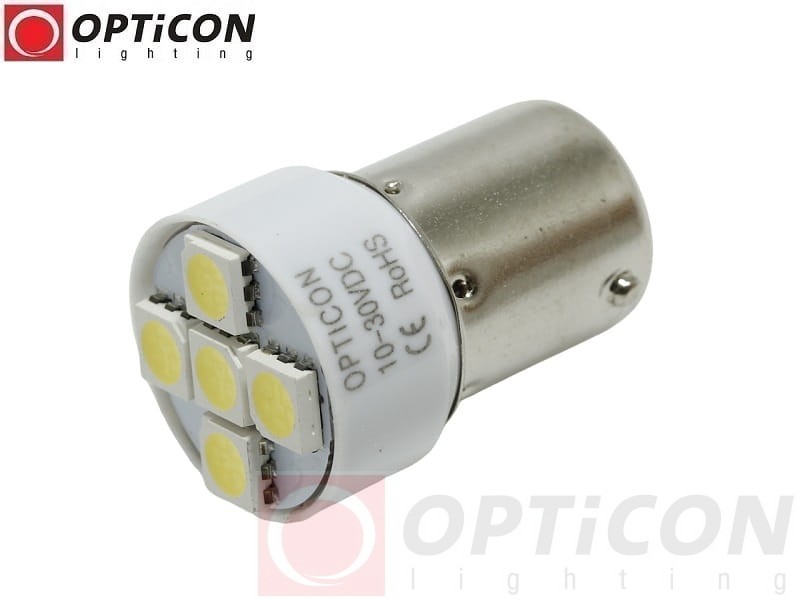 Żarówka Led R5W Ba15s 12V 24V DC 5x SMD5050 Biały Zimny OPTICON PREMIUM