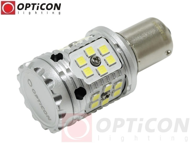 Żarówka Led P21W Ba15s 12V DC 30x SMD3030 Biały Zimny 6000K OPTICON PREMIUM