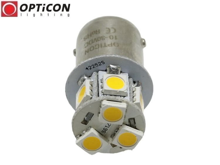 Żarówka Led R5W Ba15s 12V 24V DC 8x SMD5050 Biały Ciepły 3000K OPTICON PREMIUM
