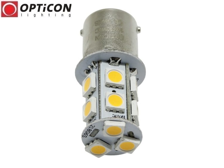 Żarówka Led R10W Ba15s 12V 24V DC 13x SMD5050  Biały Ciepły 3000K OPTICON PREMIUM
