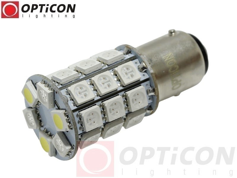 Żarówka Led P21/5W Bay15d 1157 30x SMD5050 DUAL COLOR 3/27 CW OPTICON