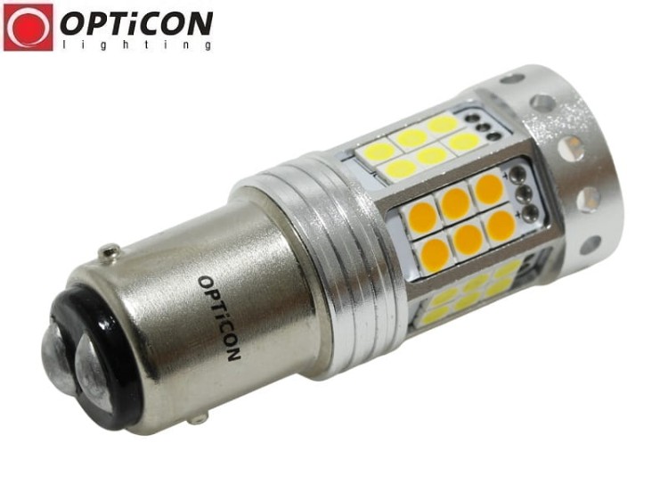 Żarówka Samochodowa Led P21/5W Bay15d 1157 42x SMD 3030 DUAL COLOR 18/24 CW OPTICON PREMIUM