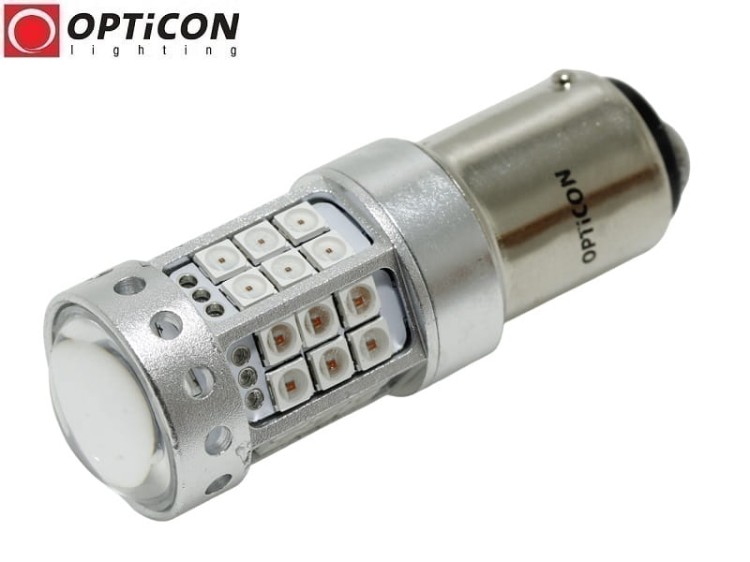 Żarówka Samochodowa Led P21/5W Bay15d 1157 42x SMD 3030 DUAL COLOR 18/24 RED OPTICON PREMIUM