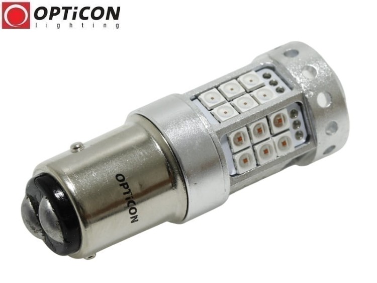 Żarówka Samochodowa Led P21/5W Bay15d 1157 42x SMD 3030 DUAL COLOR 18/24 RED OPTICON PREMIUM