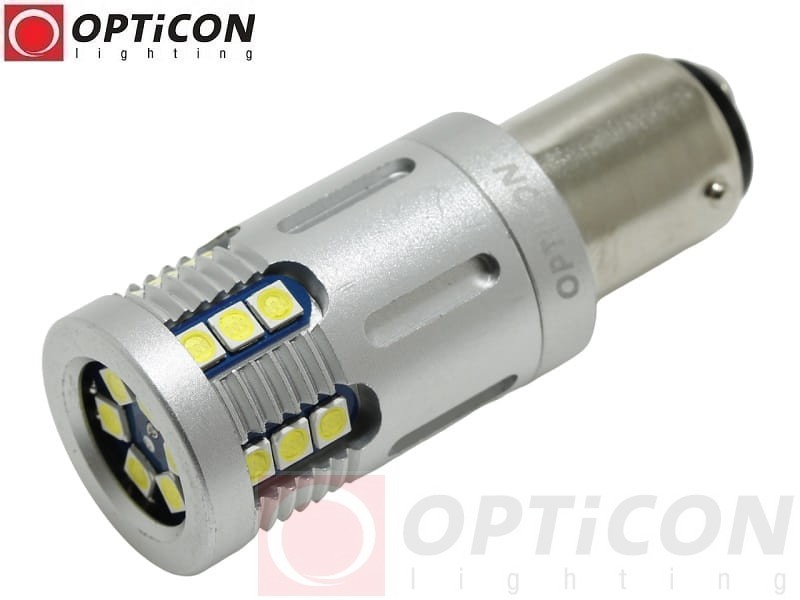 Żarówka Led P21/5W Bay15d 12V DC 24x SMD3030 Biały Zimny 6000K OPTICON PREMIUM