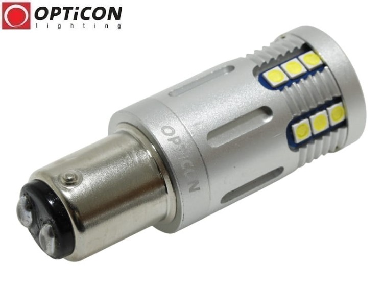 Żarówka Led P21/5W Bay15d 12V DC 24x SMD3030 Biały Zimny 6000K OPTICON PREMIUM