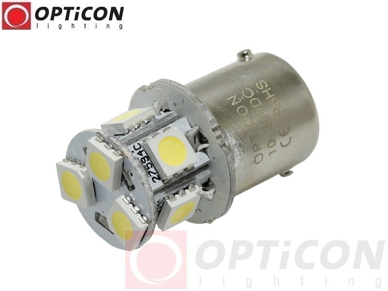 Żarówka Led R5W Ba15s 12V 24V DC 8x SMD5050 Biały Zimny OPTICON PREMIUM