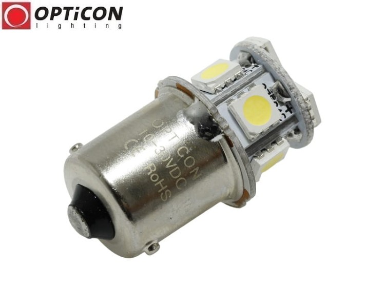 Żarówka Led R5W Ba15s 12V 24V DC 8x SMD5050 Biały Zimny OPTICON PREMIUM