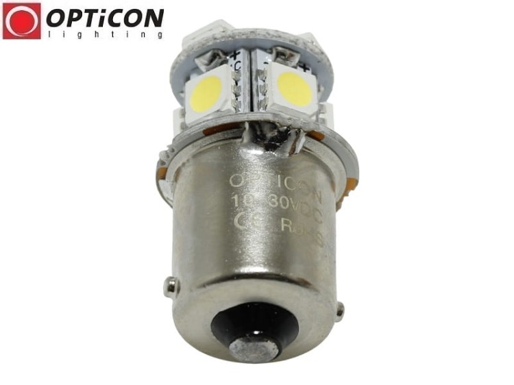 Żarówka Led R5W Ba15s 12V 24V DC 8x SMD5050 Biały Zimny OPTICON PREMIUM