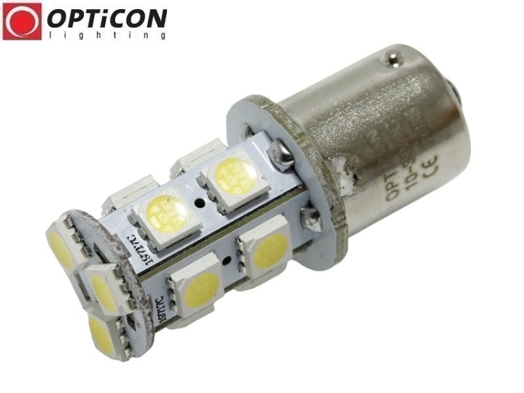 Żarówka Led R10W Ba15s 12V 24V DC 13x SMD5050 Biały Zimny OPTICON PREMIUM