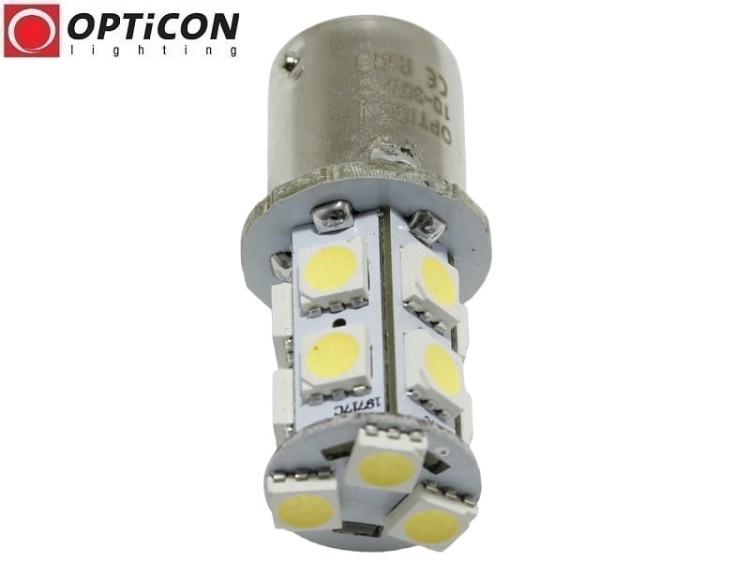 Żarówka Led R10W Ba15s 12V 24V DC 13x SMD5050 Biały Zimny OPTICON PREMIUM