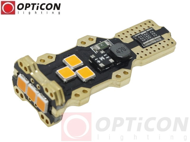 Żarówka Led W16W T15 12V DC 9x SMD 3030 Pomarańczowy CANBUS OPTICON PREMIUM