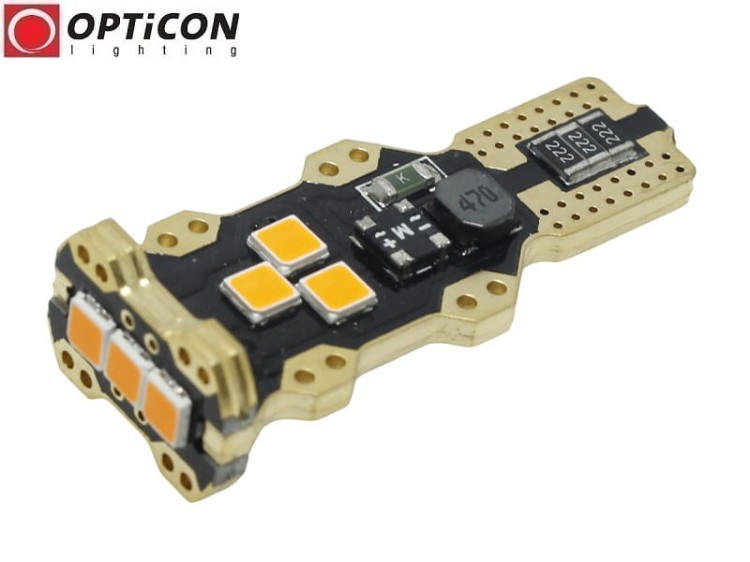 Żarówka Led W16W T15 12V DC 9x SMD 3030 Pomarańczowy CANBUS OPTICON PREMIUM