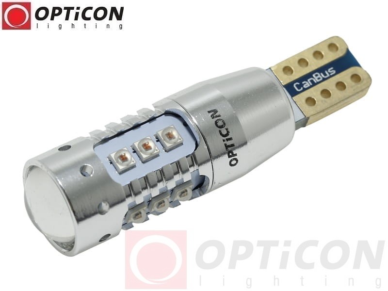 Żarówka Led W16W T15 12V DC 16x CREE SMD Pomarańczowy CANBUS OPTICON PREMIUM