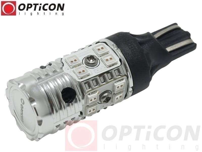 Żarówka Led W16W T15 12V DC 16x SMD 3030 Czerwony CANBUS OPTICON PREMIUM