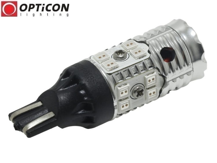 Żarówka Led W16W T15 12V DC 16x SMD 3030 Czerwony CANBUS OPTICON PREMIUM