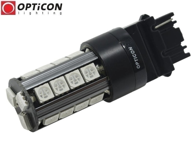 Żarówka Led P27W 3156 12V 23x SMD5050 Czerwony CANBUS OPTICON PREMIUM