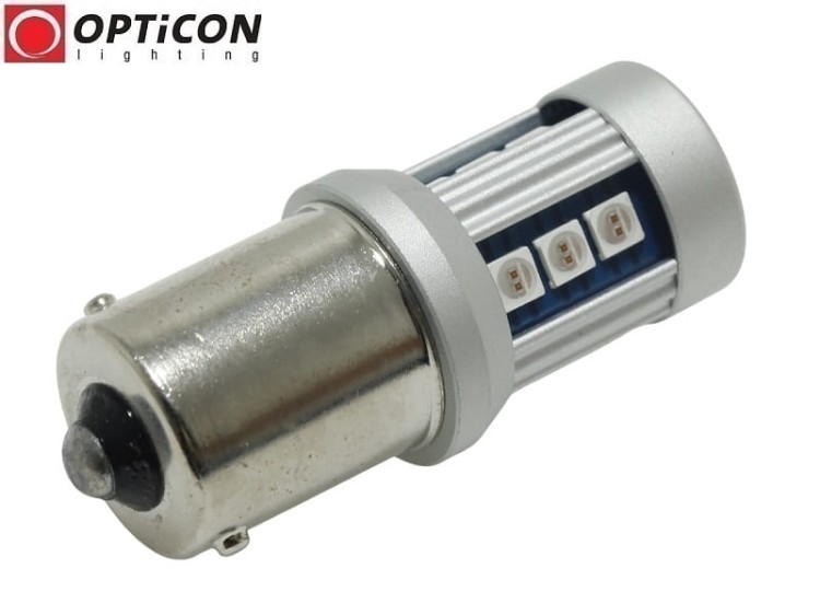 Żarówka Led P21W Ba15s 12V DC 15x SMD3030 Czerwony OPTICON PREMIUM