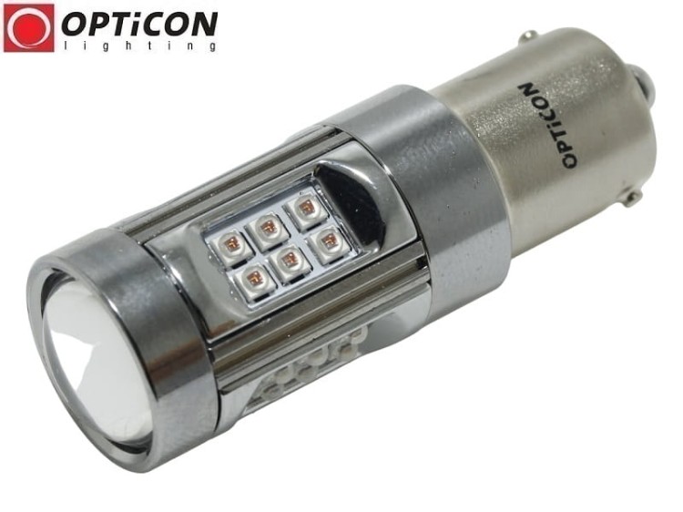 Żarówka Led P21W Ba15s 12V DC 30x HP CREE  Czerwony OPTICON PREMIUM