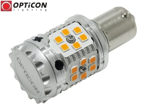 Żarówka Led P21W Ba15s 12V DC 30x SMD3030 Pomarańczowy CANBUS OPTICON PREMIUM